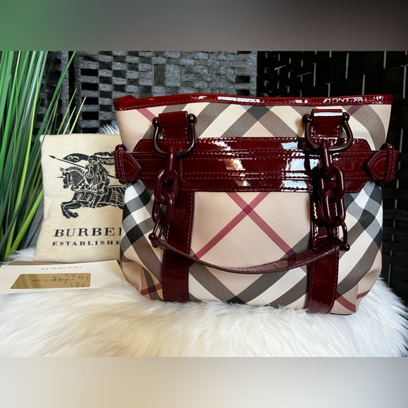 Burberry Nova Check Rachel Large Chain Tote|Satchel - Berry - Picture 2 of 13